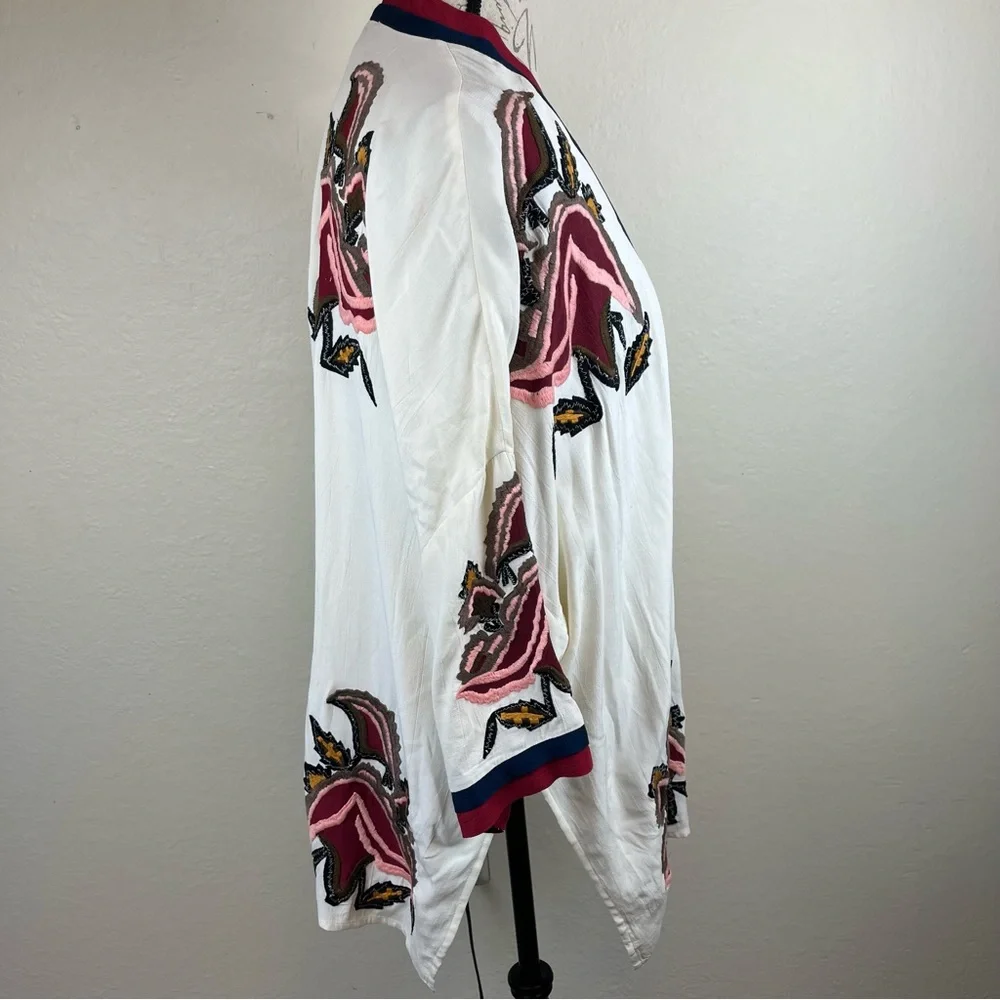 Anthro-Parodise- kimono style jacket with flower embroidery-Woman’s One size - Picture 2 of 14